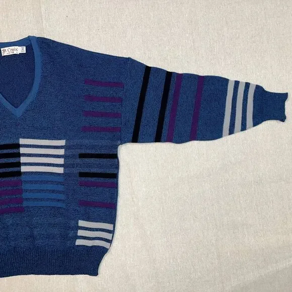 St. Croix KnitsVintage 90s Wool & Mohair Blue Long Sleeve SweaterMedium